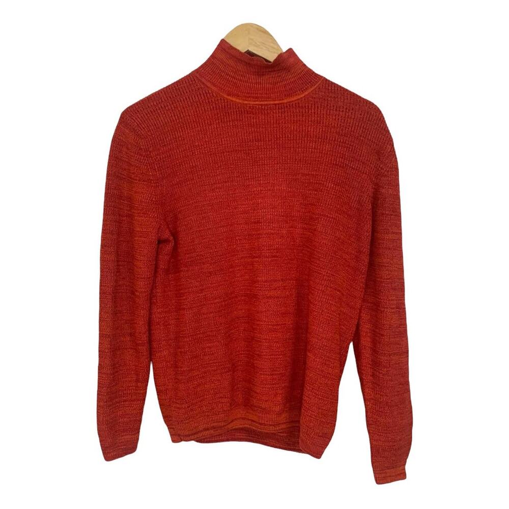 Edinburgh Knitwear Mock‎ Neck Sweater Silk Cotton Women Orange Size XS